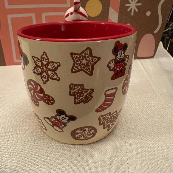 Disney Mickey & Minnie Christmas Gingerbread CutOuts Mug w/Peppermint Stir NEW - Picture 2 of 3